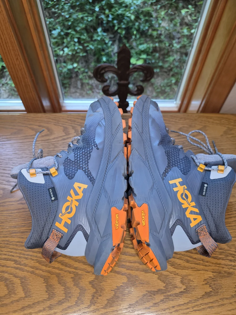 Hoka Men's Gray and Orange Trail Boots Sz 10